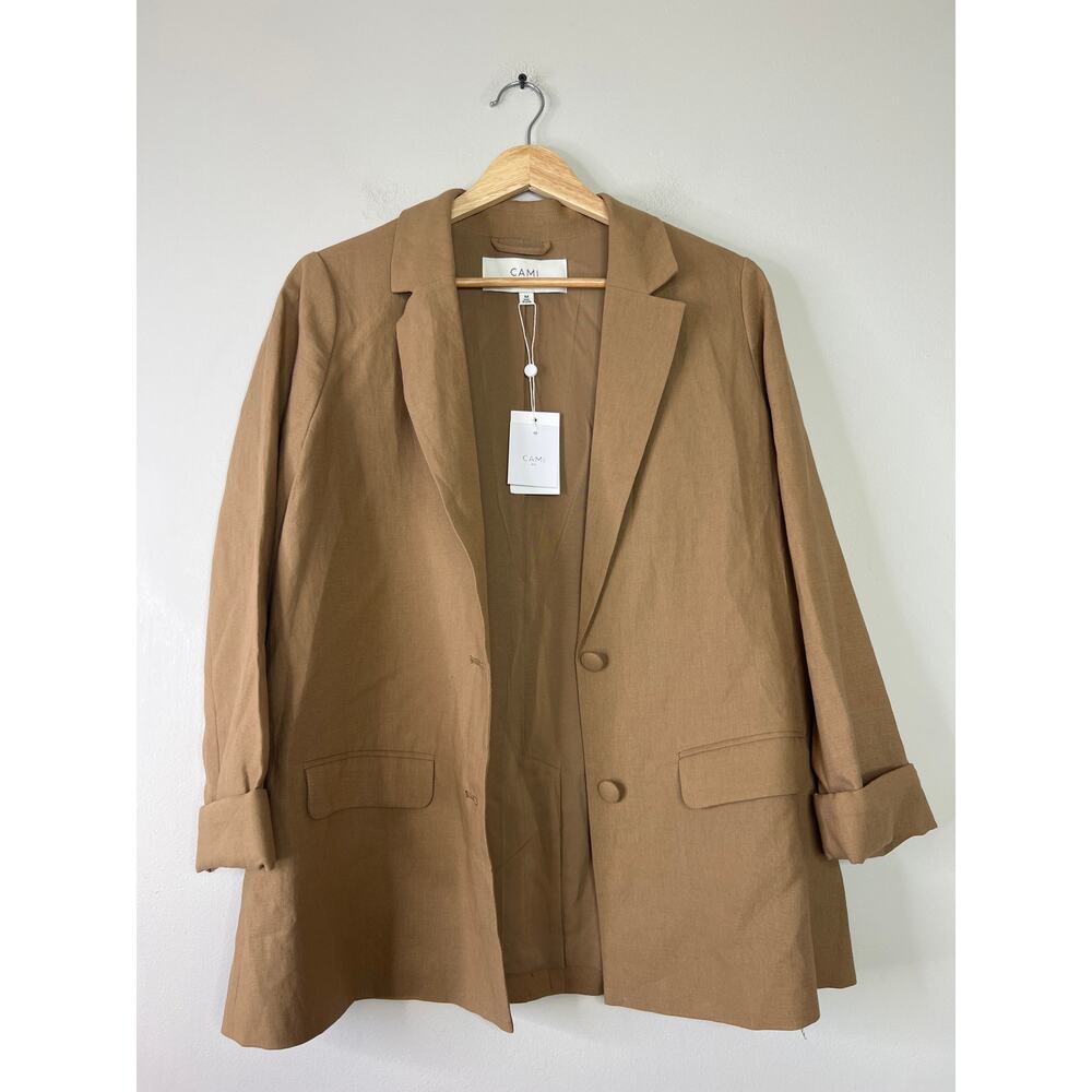 NWT Cami NYC Owen Linen Long Sleeves Blazer Women's Butterscotch Size: Medium - Picture 2 of 7